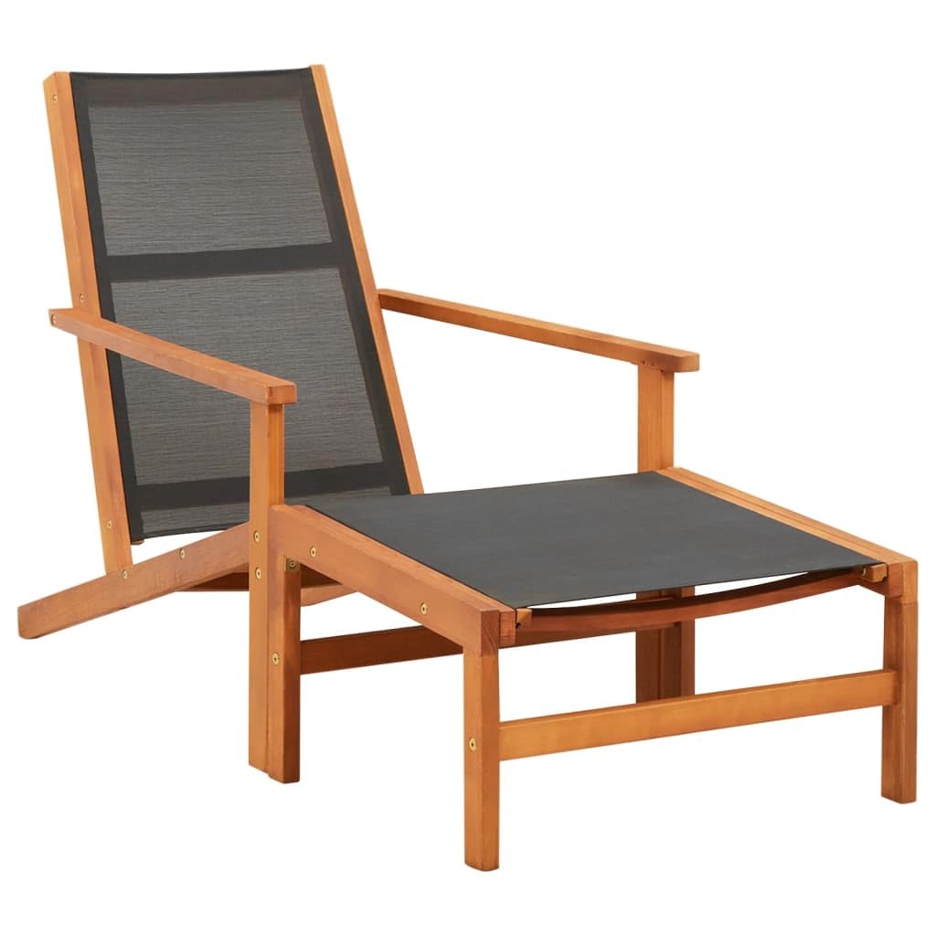 Chaise d'extérieur avec repose-pieds en bois d'eucalyptus massif durable de haute qualité
