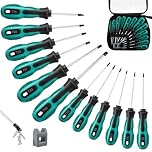 Magnetic Torx Screwdriver Set 12pcs, T5 - T40 Tamperproof Torx Driver Star Screwdriver Set with Magnetizer & Demagnetizer, Chrome Vanadium Steel Made