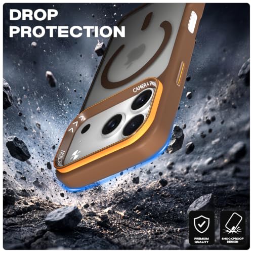 Image of Pikkme Back Cover for iPhone 17 Pro Max | Shockproof | Mag-Safe Compatible | Hard Transparent Back | Premium Raised Camera Protection | Bumper Case (Brown Mag-Safe)