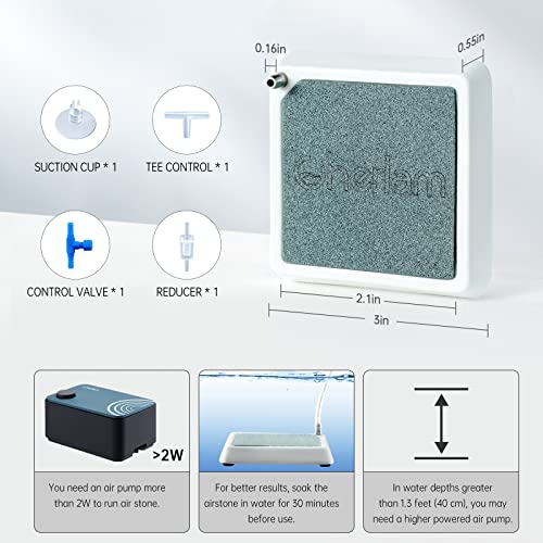 Cherlam Aquarium Air Stone,Fish Tank Nano Air Stone,Quiet Deep Oxygen Explosion Kit,Ultra-High Dissolved Oxygen Atomizer,Square Air Stone Plate With Exhaust Pipe For Fish Turtle Tank Hydroponics 2" #TOP3