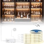 Vutlace Cabinet Light COB LED Strip Lights 6-in-1 Dimmable Touch Control with 65W Adapter(UK) 3.3FT Penetrable Wood Touch Dimmable Led Strip for Indoor Kitchen,Book Shelf, Closet