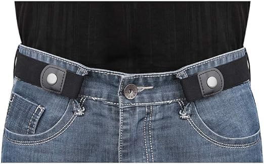 Buckle Free Elastic Belt Invisible No Buckle Stretch Waist Belt for Jean Pants,Dresses,No Bulge Women/Men (Black)