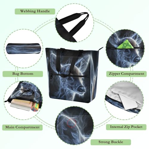 Decorative Kids Tote Bag Piano Book Bag for Kids Adults, Dreamy Sweet Deer Silver Large Heavy Duty Reusable Library Book Bag Grocery Bag for School Shopping Beach Rainbow de tela para3