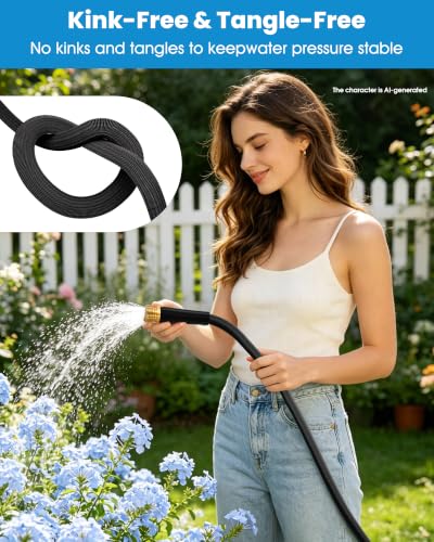 Image of 100 FT Garden Hose, Non-Expanding Water Hose, Ultra Flexible, Burst-Resistant, Kink-Free, High-Pressure Garden Hose for Easy All-Weather Use on Lawns, Gardens, and Outdoor Cleaning