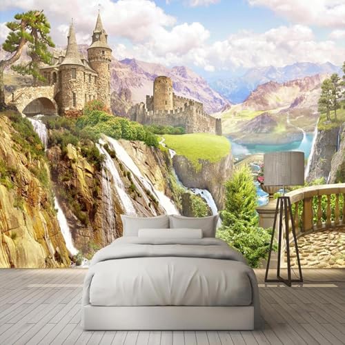 Poster Murale Moderne Salon Paysage Montagnes Architecture 3D - 3
