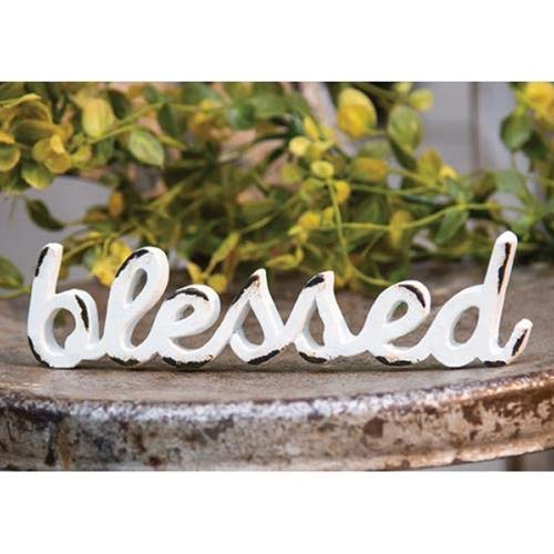 Blessed-Distressed-White-Word-Resin-Figurine-Table-Sitter-Country-Rustic-Farmhouse-Prim-Look Blessed Distressed White Word Resin Figurine Table Sitter Country Rustic Farmhouse Prim Look