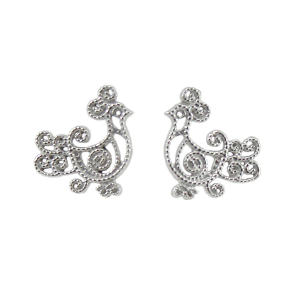 PS Orecchini Donna Forma pavoncella in Argento 925 a Bottone Gioielli sardi