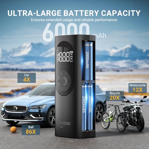 Tccbac CQB-US-01 Tire Inflator Portable Air Compressor For Car,Large Motor 2X Fast, Bike Pumps With 150 Psi High Pressure Gauge And Led Light,Tire Pump Auto Shut-Off Electric Air Pump thumb #6