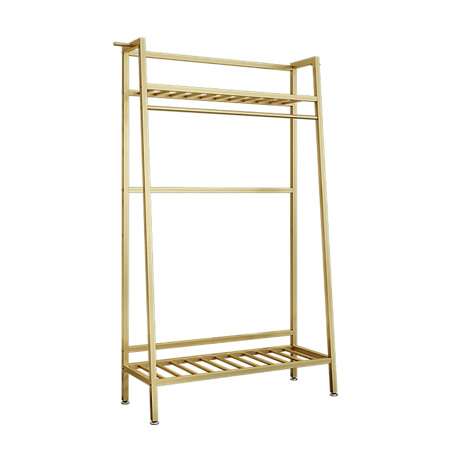 Porte-manteau doré avec range-chaussures intégré en métal compact de 60cm