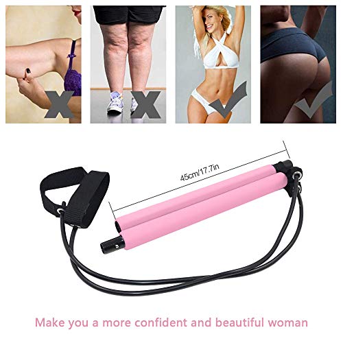 RIFFUE Portable Pilates Bar Kit with Resistance Band Portable Pilates for Total Body Workout Yoga Exercise Pilates with Foot Loop for Yoga, Stretch, Sculpt, Twisting, Sit-Up
