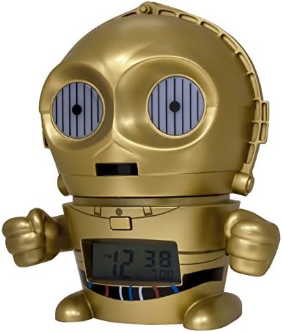 BulbBotz Star Wars 2021418 The Last Jedi C3PO Kids Night Light Alarm Clock with Characterised Sound | gold/yellow | plastic | 5.5 inches tall | LCD display | boy girl | official