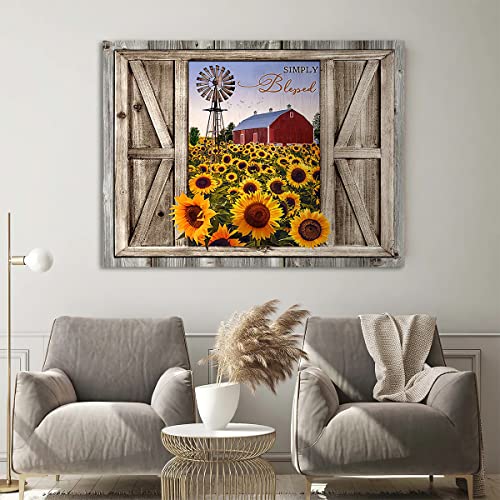 Parylore-Sunflower-Wall-Art-Canvas-Print-Rustic-Wall-Decor-Sunflower-Field-Red-Barn-And-Windmill-Painting-Framed-Modern-Artwork-for-Living-Room-Bedroom-Bathroom-Office-Home-Decor-12×16-In Parylore Sunflower Wall Art Canvas Print Rustic Wall Decor Sunflower Field Red Barn And Windmill Painting Framed Modern Artwork for Living Room Bedroom Bathroom Office Home Decor 12×16 In