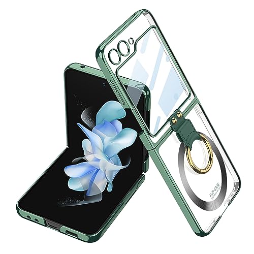 Coque Samsung Galaxy Z Flip 5 de luxe en cristal transparent et placage vert