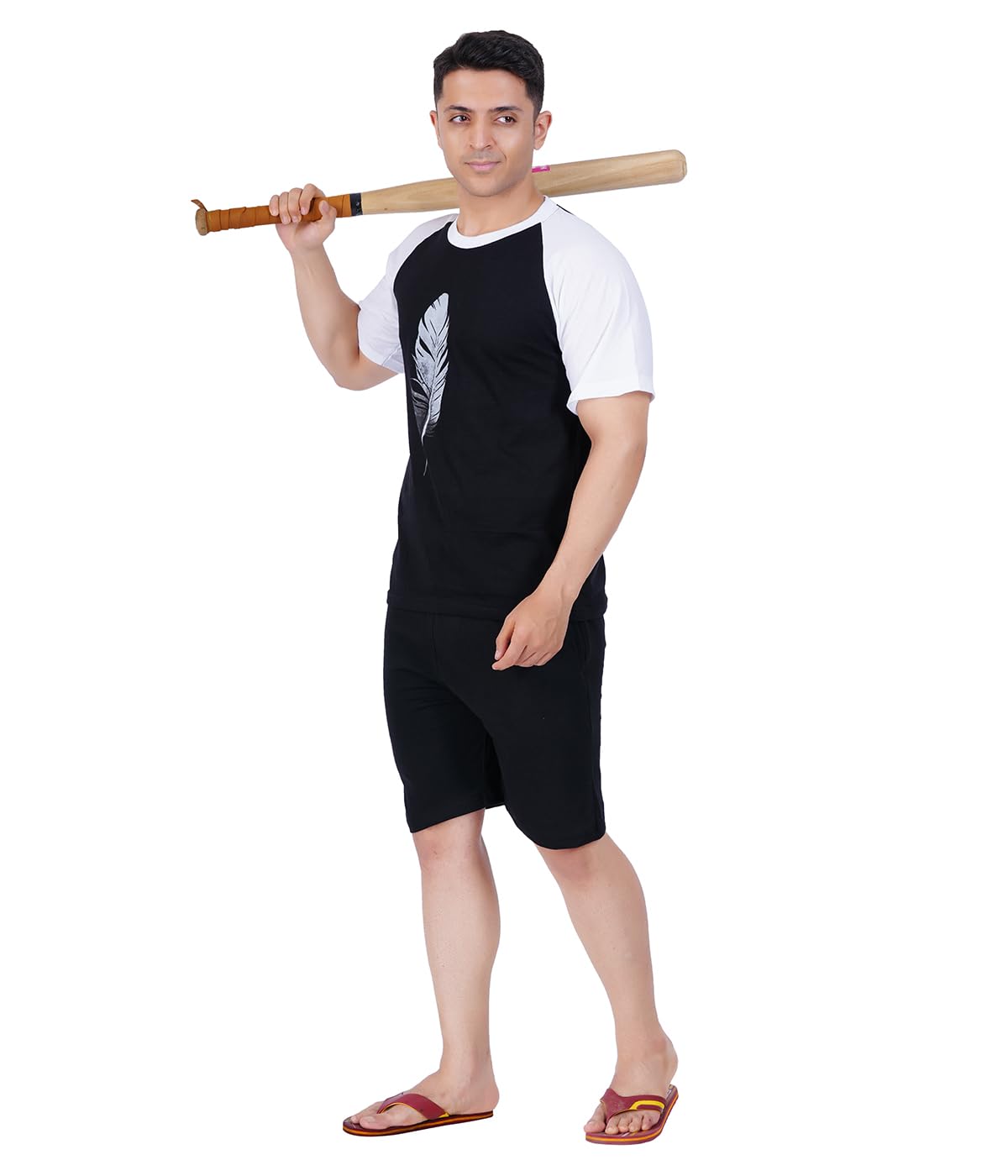 gokul fashion Black Mens Printed Half Sleeve top and Capri Set Nightsuit-picture-51