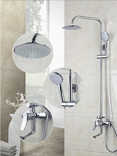 Mitigeur douche avec douchette et colonne chrome 20,3 cm