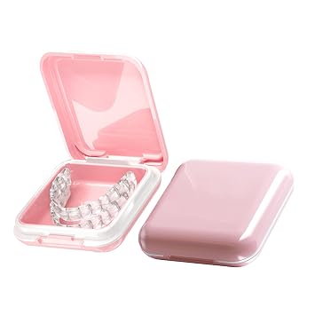 Retainer Case,Cute Mouthguard Case with Mirror,Slim Night Mouth Guard Case with Lid Hinge,Aligner Case,Inner Size 2.56, 2.36, 0.79inch