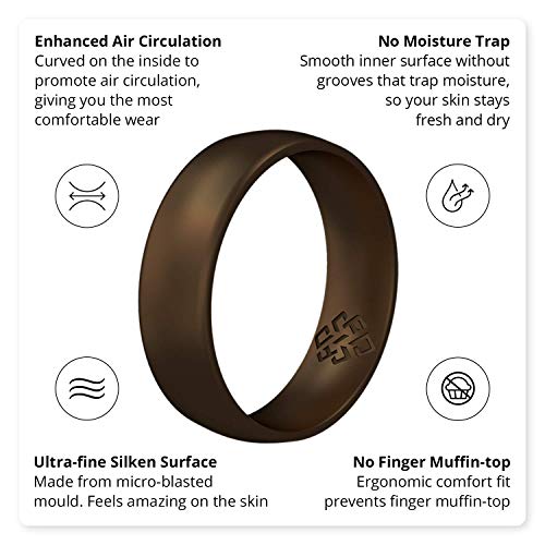 Knot Theory Dark Bronze Silicone Ring for Men Women - Breathable Comfort Fit 6mm Wedding Band Size 13