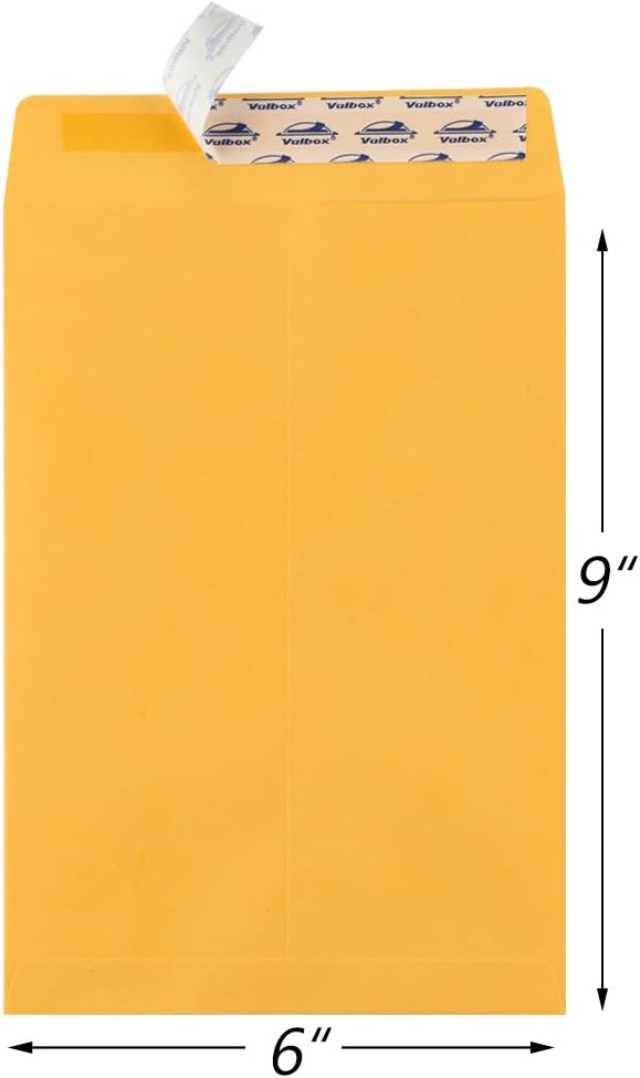 ValBox 6x9 Self Seal Catalog Security Envelopes 250 Count Small Brown Kraft Envelopes for Mailing, Storage and Organizing