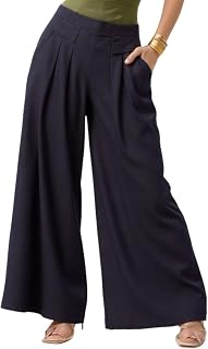 Women Linen Palazzo Pants-Casual Summer Wide Leg Trousers,Beach Cruise 2025-Comfy Airport Outfits for Seniors