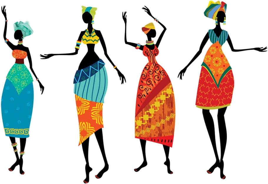 Rangoli Vinyl New Modern Art Four Tribal Ladies Large Wall Stickers Size-50Cm*70Cm-Self-Adhesive