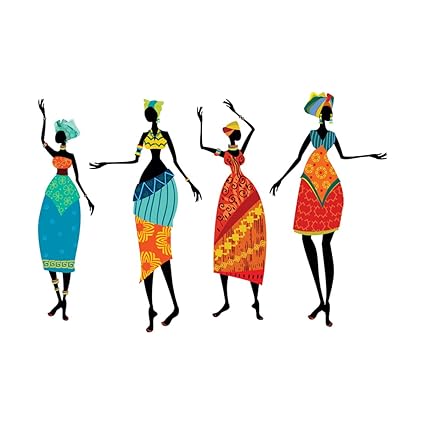 Rangoli Vinyl New Modern Art Four Tribal Ladies Large Wall Stickers Size-50Cm*70Cm