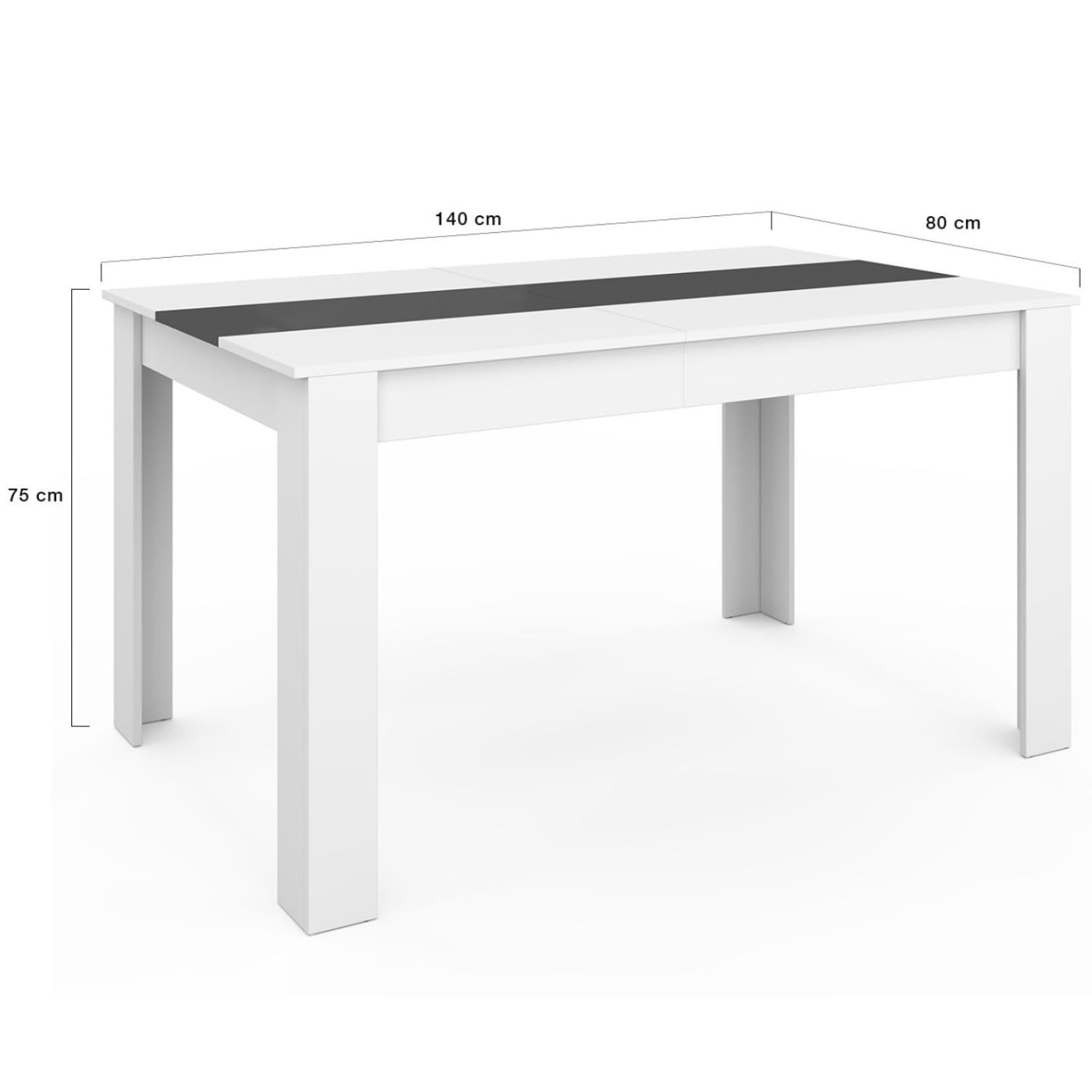 IDMarket - Ensemble Table à Manger Georgia 140 cm Blanche et Grise et 6 chaises Romane Grises liseré Blanc