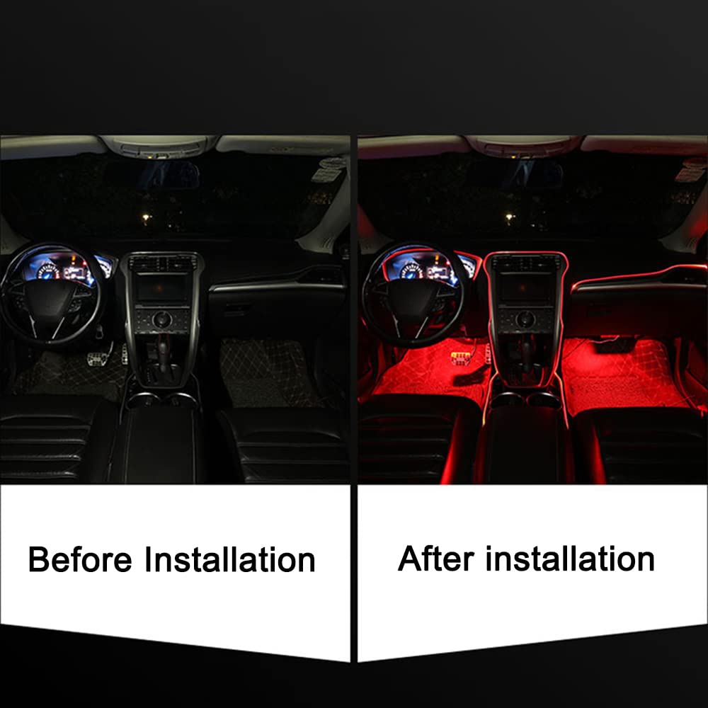 Baceyong 9-w-1 RGB LED Strip Light Kit, Wireless APP Controlled Car Neon Lights Interior Car LED Strip Lights Car Footlights