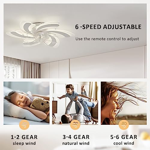 Ventilateur de plafond hiver été design blanc avec lumière modulable - 4