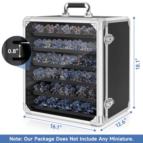 Image of WELIDAY Miniatures Storage Case Miniatures Transport Case Aluminum Alloy Frame with Lock (X-Large Size)