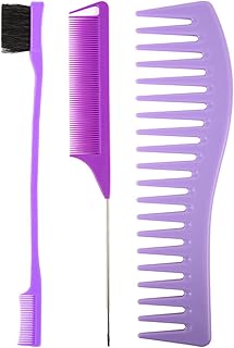 Conjunto de pentes de cabelo com 3 unidades Pente fino e largo Pente para rabo de rato Pente de corte Pente de corte de borda dupla Pente de controle de borda anti-estática para homens e mulheres Conjunto de pentes de cabelo 3 unidades,Pente fino para dentes largos,Pente de cauda de rato,Pente de Corte,Pentes de escova de controle de borda dupla-face Purple