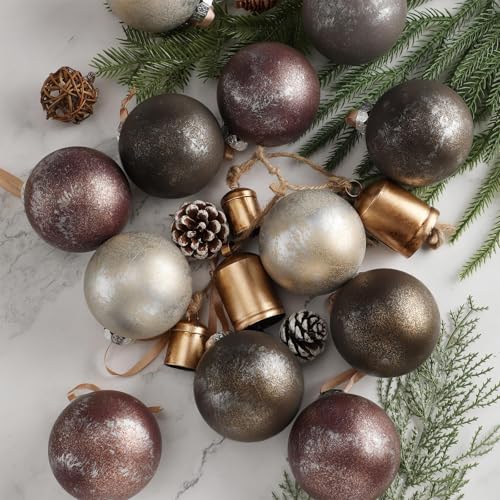 Boule métallique vintage tons terre pour déco de Noël rustique chic - 3
