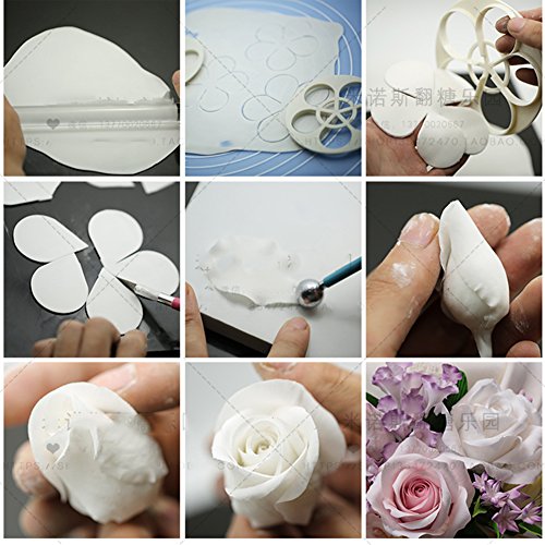 Kalaien Rose Flower Cutters Set Gumpaste Flowers Modelling Tools For Cake Decorating Cookie Mold Sugarcraft Plunger Cutter Mold Set Of 6 #TOP5