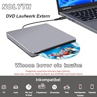 NOLYTH Externes DVD Laufwerk für Laptop: Portable CD Laufwerk Extern USB für Mac MacBook PC Windows Slot-in CD/DVD Brenner Player SuperDrive Spezielles Design für Apple-Computer – Ansicht 9