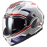 LS2 Helmets Valiant II Revo Modular Helmet (White Red Blue - X-Small)