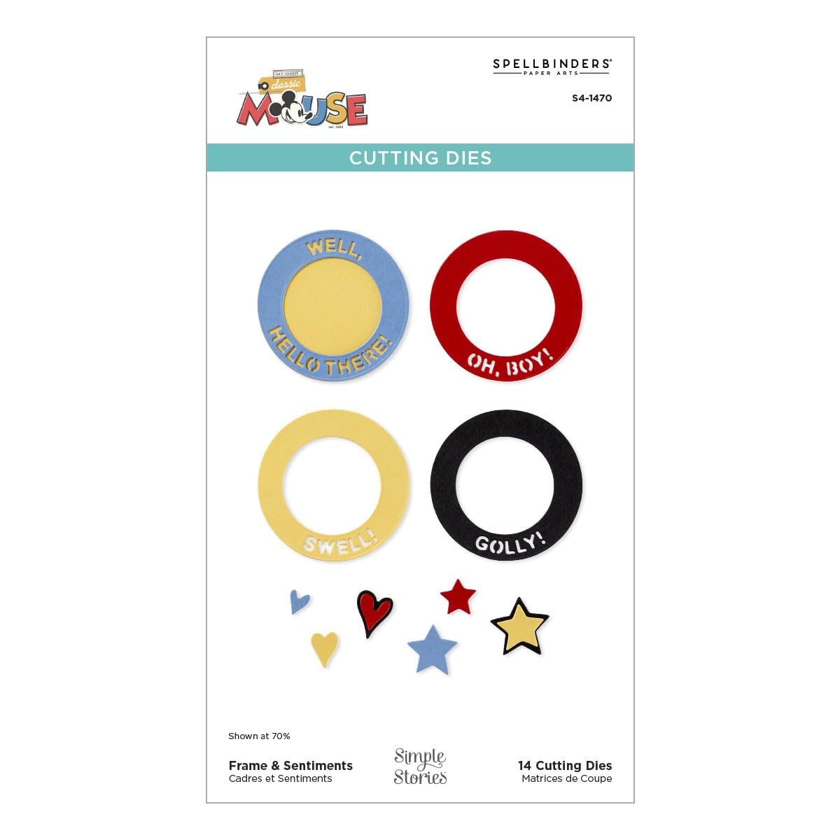 Spellbinders Frame & Sentiments Etched Dies from The Say Cheese Classic Mouse Collection