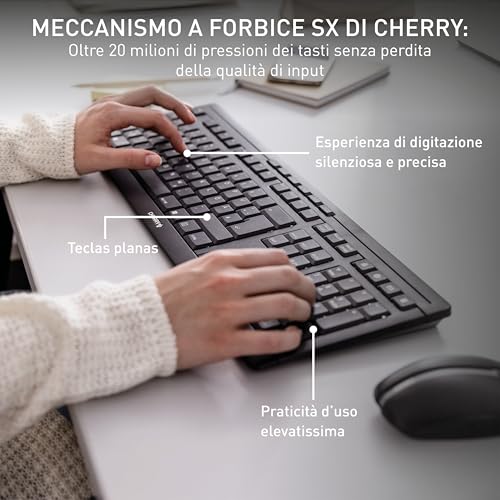 Cherry Stream Desktop Recharge Tastiera Mouse Incluso Rf Wireless Qwertz Tedesco Grigio - 2