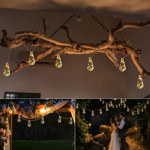 Geemoo Solar Lichterkette Aussen Mit 16 Glühbirnen, 6.4M Solar Lichterkette Außen Wetterfest Warmweiß, Vintage Solarlichterketten mit Hanfseil Outdoor Deko für Garten, Party, Balkon, Hof, Hochzeit 4