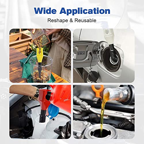 Retractable Auto Fuel Funnel, All Purpose Automotive Funnels Plastic Flexible Funnel Petrol For Cars And Motorcycles, Flexible Draining Tool Snap Funnel Wide Mouth Funnel Engine Oil (3Pcs Blue) #TOP5