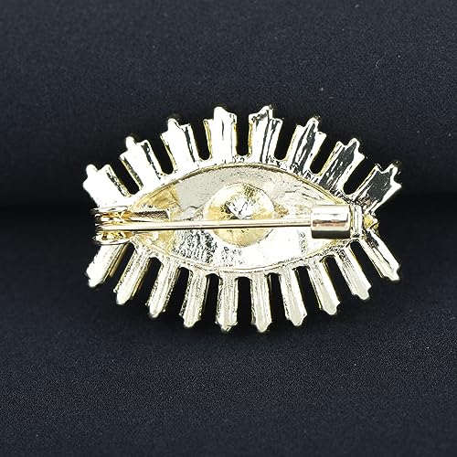 Image of Retro Evil Eye Brooch Fashion Unique Crystal Pearl Abstract Eyes Brooches Pin Badge for Women Bridal Jewelry Gift