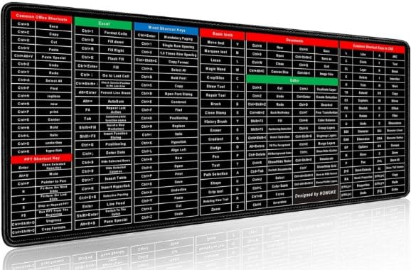 VIPREKHO Anti-Slip Keyboard Pad with Office Excel Software Shortcuts Key Patterns, Clear Extended Large Cheat Sheet Mouse Pad, Large Rubber Base Mice Smooth Cloth Desk Mat (1 Pcs, 40x70 cm) (B0D8SDHGYF) Amazon Price History, Amazon Price Tracker