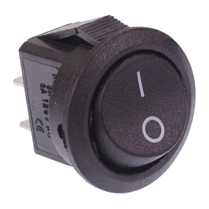 Mini Black On/Off Round 15mm Rocker Switch SPST