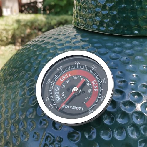 DOLAMOTY Upgrade Replacement Thermometer for Big Green Egg Grill Parts with 3.3' Large Dial, BGE Temperature Gauge for Big Green Egg Accessories 150-900°F-Waterproof and No-Fog Glass Lens