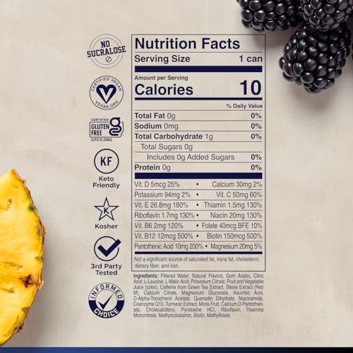 Image of FITAID ENERGY, 200mg Natural Caffeine, Keto, Blackberry Pineapple, Omega-3s, 15 calories, Paleo, Vegan & Gluten-Free, No Artificial Sweeteners, 12-oz. cans (Pack of 12)