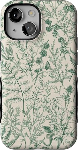 Casely iPhone 13 mini ケース | セージガーデン | グリーンフローラル | MagSafe対応 | 大胆な保護ケース デザイン