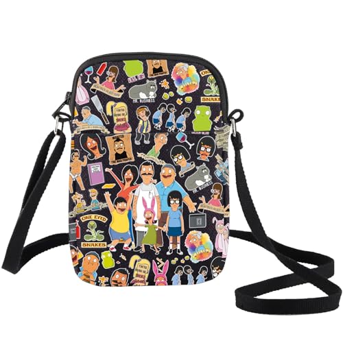BWWKTOP Hamburger Cartoon Crossbody Bag Linda ＆＆Gene ＆ Louise Fans Gift Tina Belcher Crossover Shoulder Bag