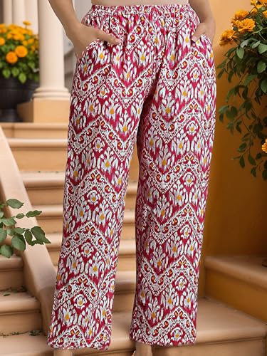 Image of NAINVISH Women Rayon Blend Floral Ethnic Co-Ord Set | Casual Wear Pant Top Set | Fancy | Full Pair Set | Co Ord Set Stylish | Winter | Top & Pant Set