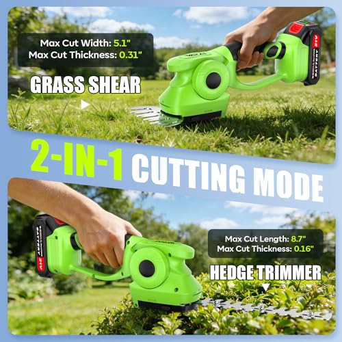 Image of 2-in-1 600W 21V Battery-Operated Trimmer, Green