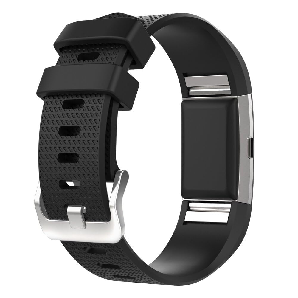 DHIMAHI Bands Compatible with Fitbit Charge 2 / Charge 2 HR Band, Soft Silicone Replacement Comfortable Adjustable Waterproof Sport Wristband Watch Strap for Men Women (Black) (B0D7TPPSJD) Amazon Price History, Amazon Price Tracker