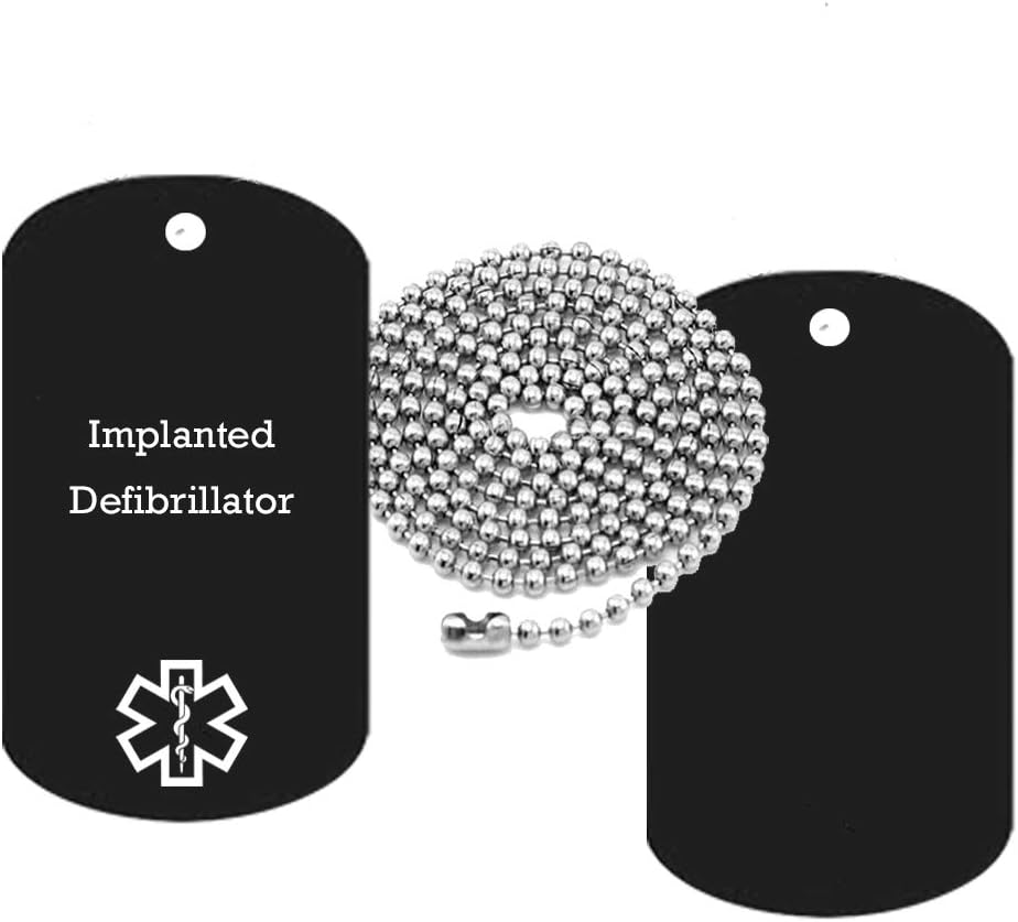 Implanted Defibrillator Medical Alert ID Dog Tag Pendant in Anodized Aluminum