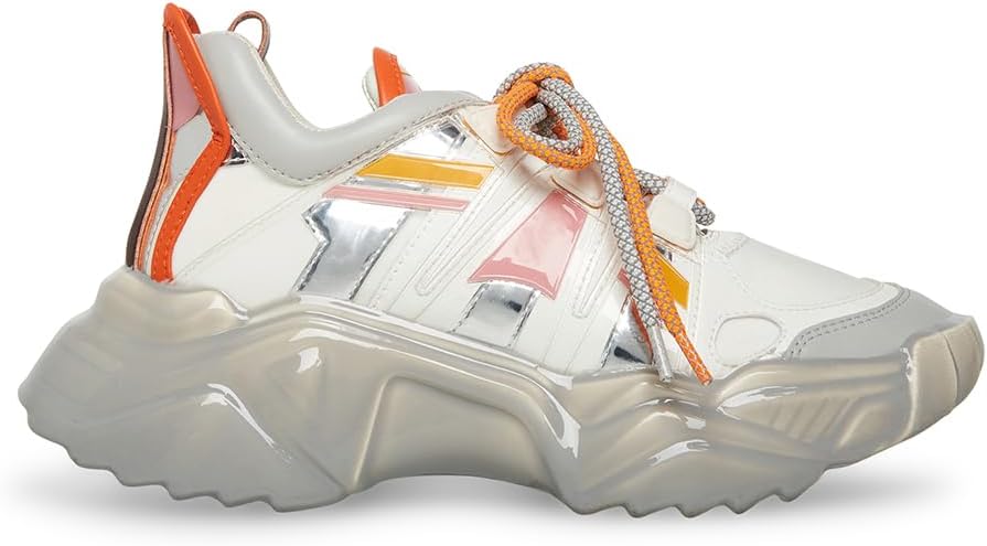 Steve Madden Sprint White Multi Low Top Lace Up Chunky Sole Fashion Sneakers - Image 6